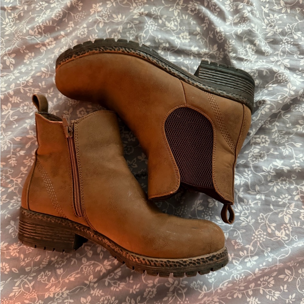 Classic Tan Chelsea Booties with Side Zip